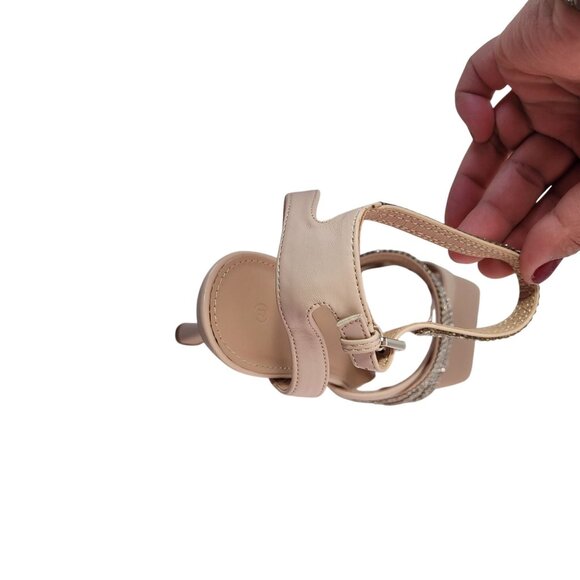 Women's Nude Strappy Rhinestone Stiletto Heels With Ankle Strap Size 8 - Picture 8 of 13